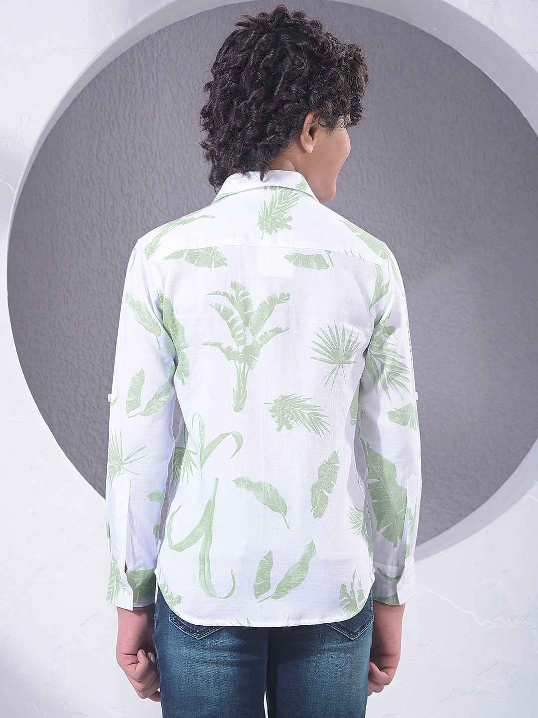 Green Floral Print 100% Cotton Shirt