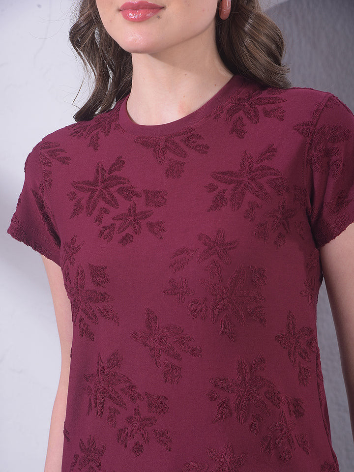 Maroon Jacquard T-Shirt