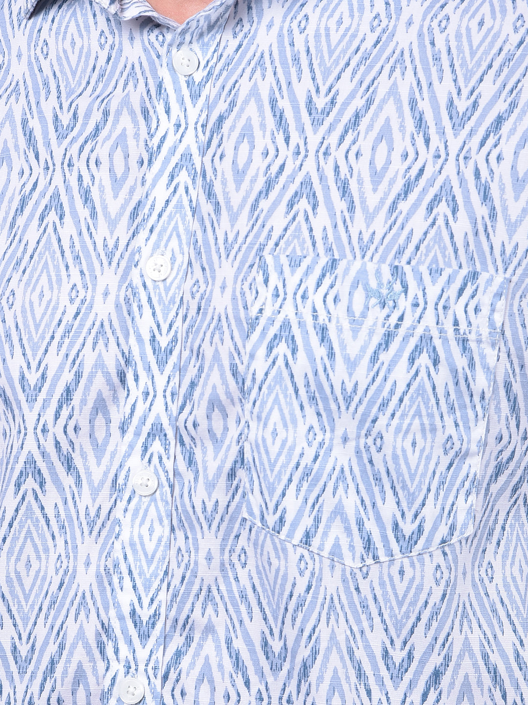 Tailored Trim Blue Printed Shirt