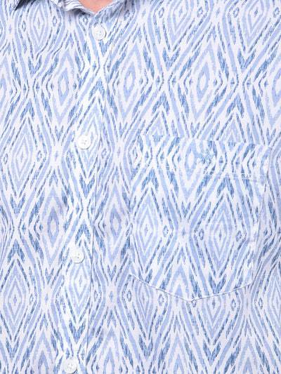 Tailored Trim Blue Printed Shirt