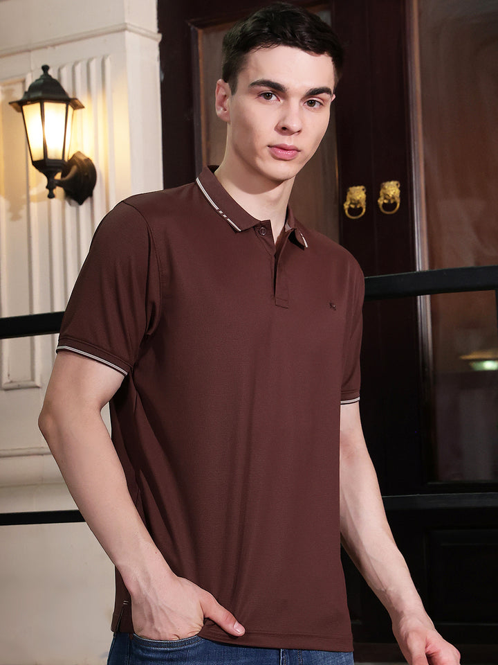 Brown Polo Neck T-Shirt