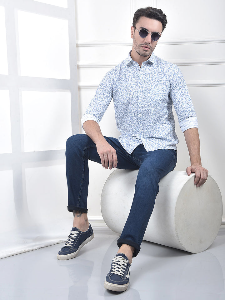 Blue Floral Print Shirt