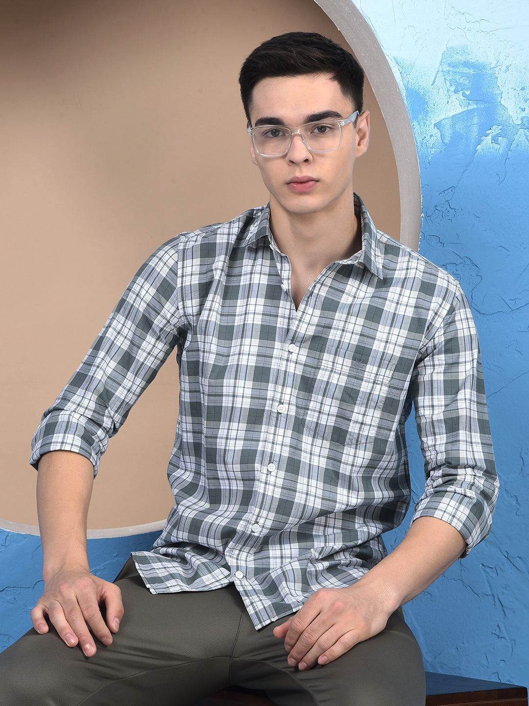 Grey Checked 100% Cotton Shirt