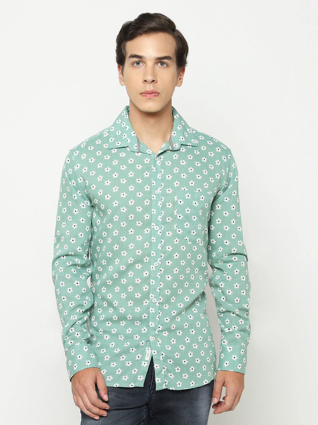 Green Floral Print Shirt