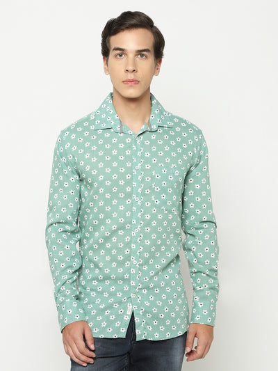Green Floral Print Shirt