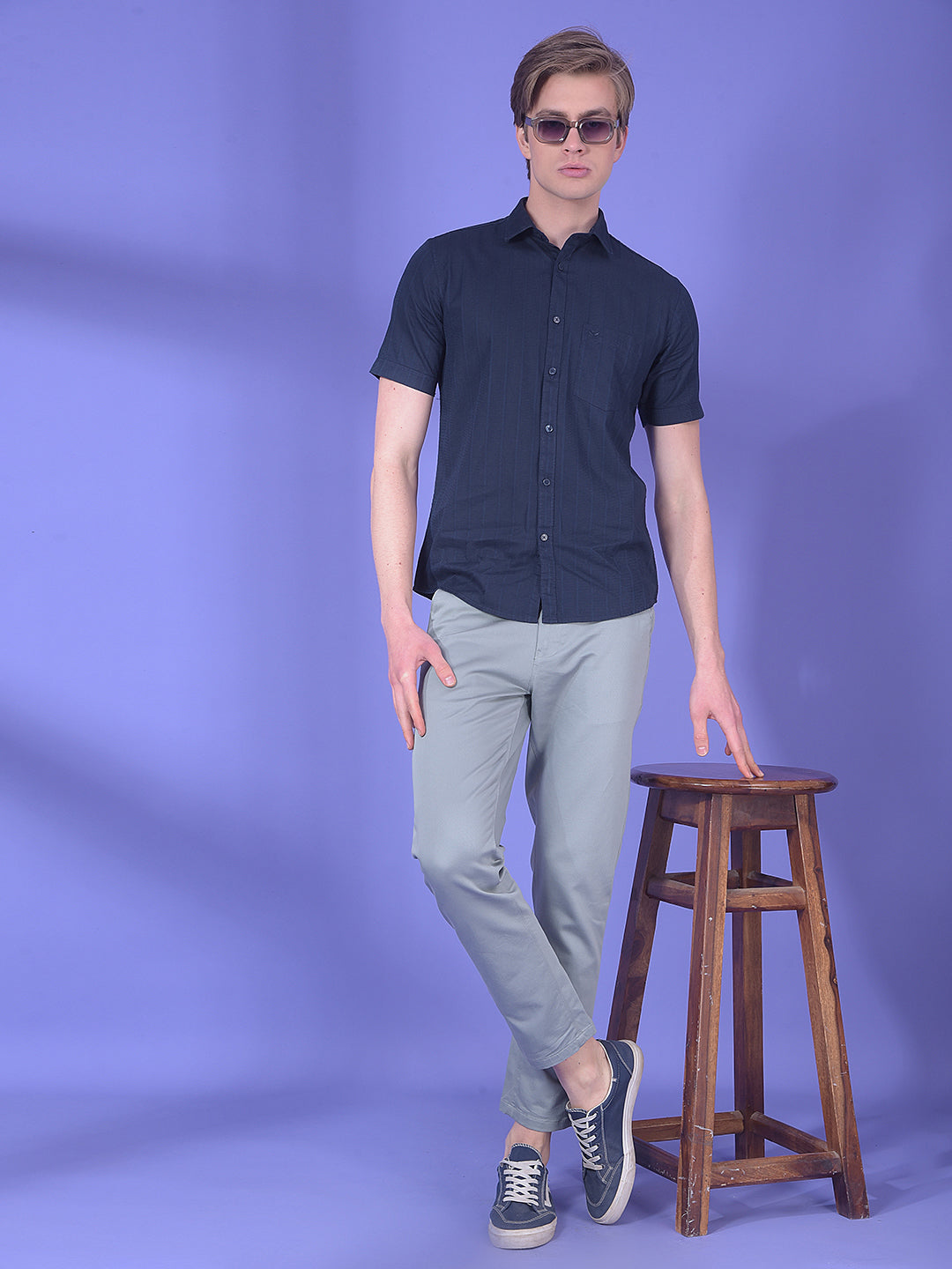 Blue Verticle Striped Shirt