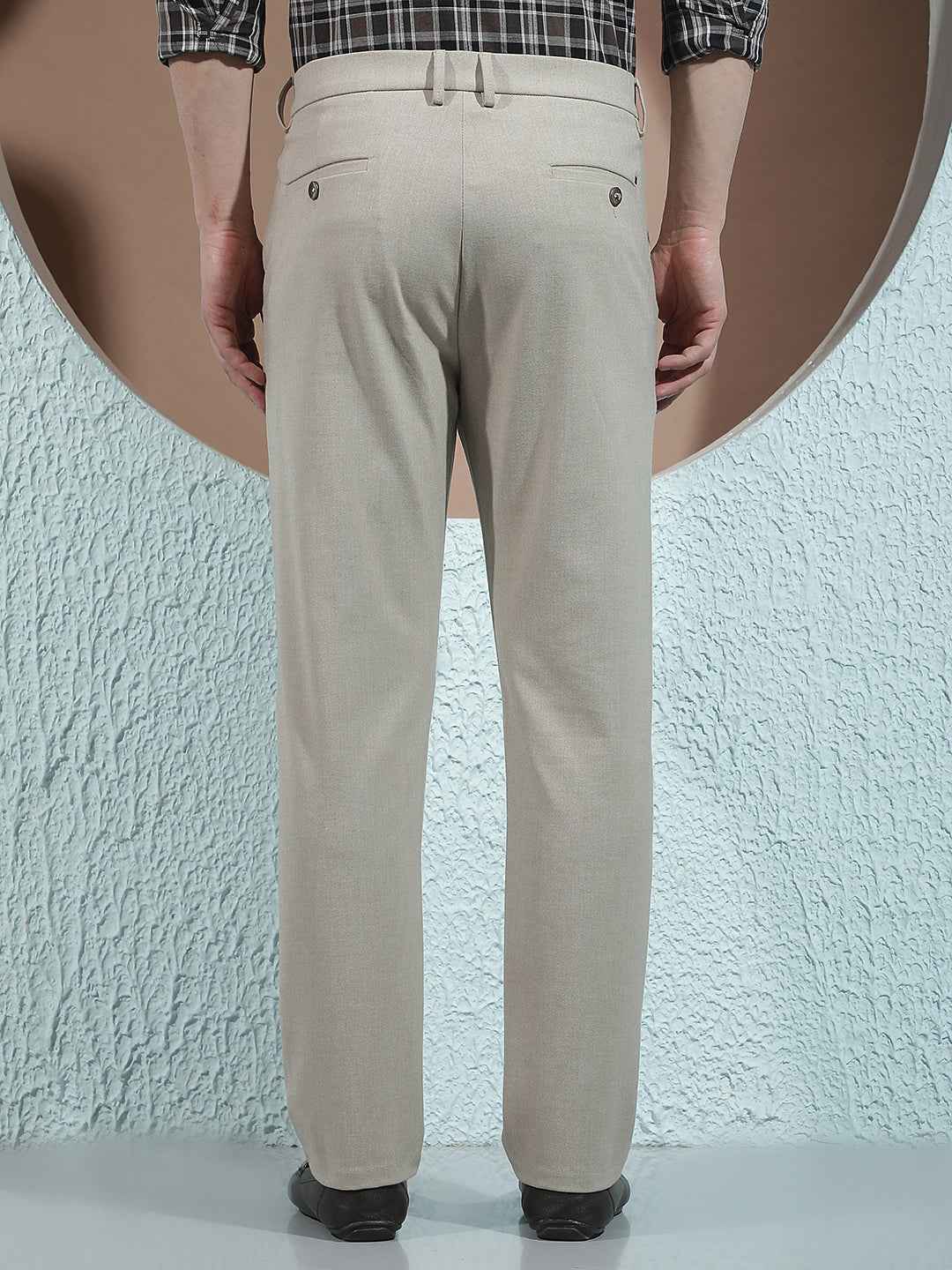 Beige Easy Wear Trousers
