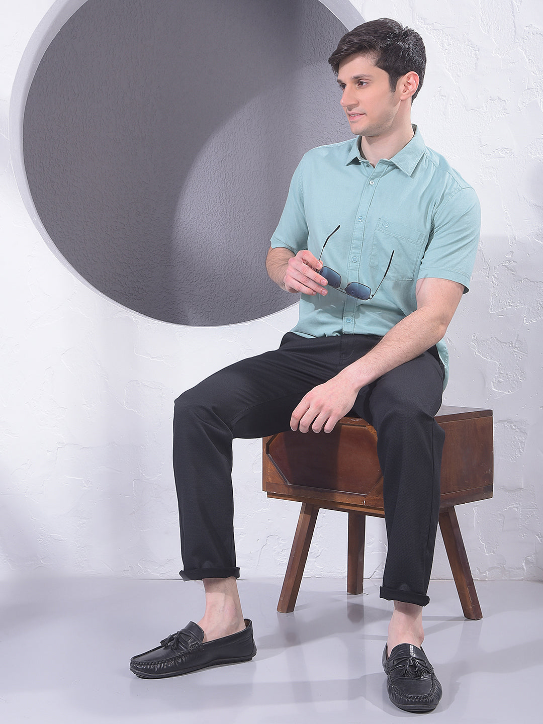 Urban Black Printed Trousers