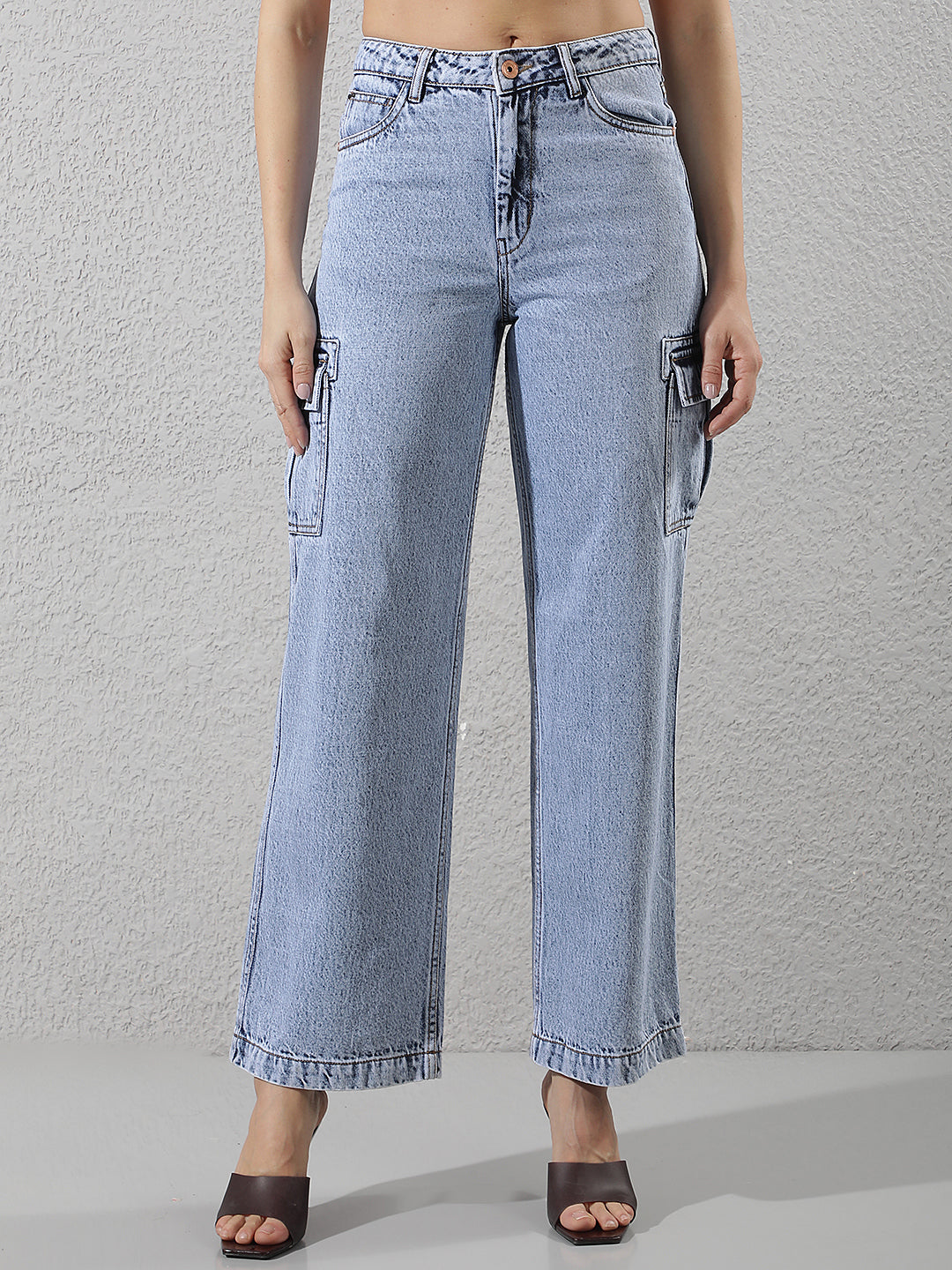 Blue 100% Cotton Cargo Jeans