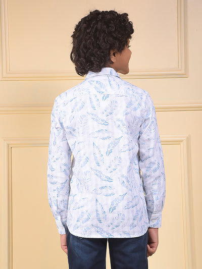 Blue Floral Print 100% Cotton Shirt