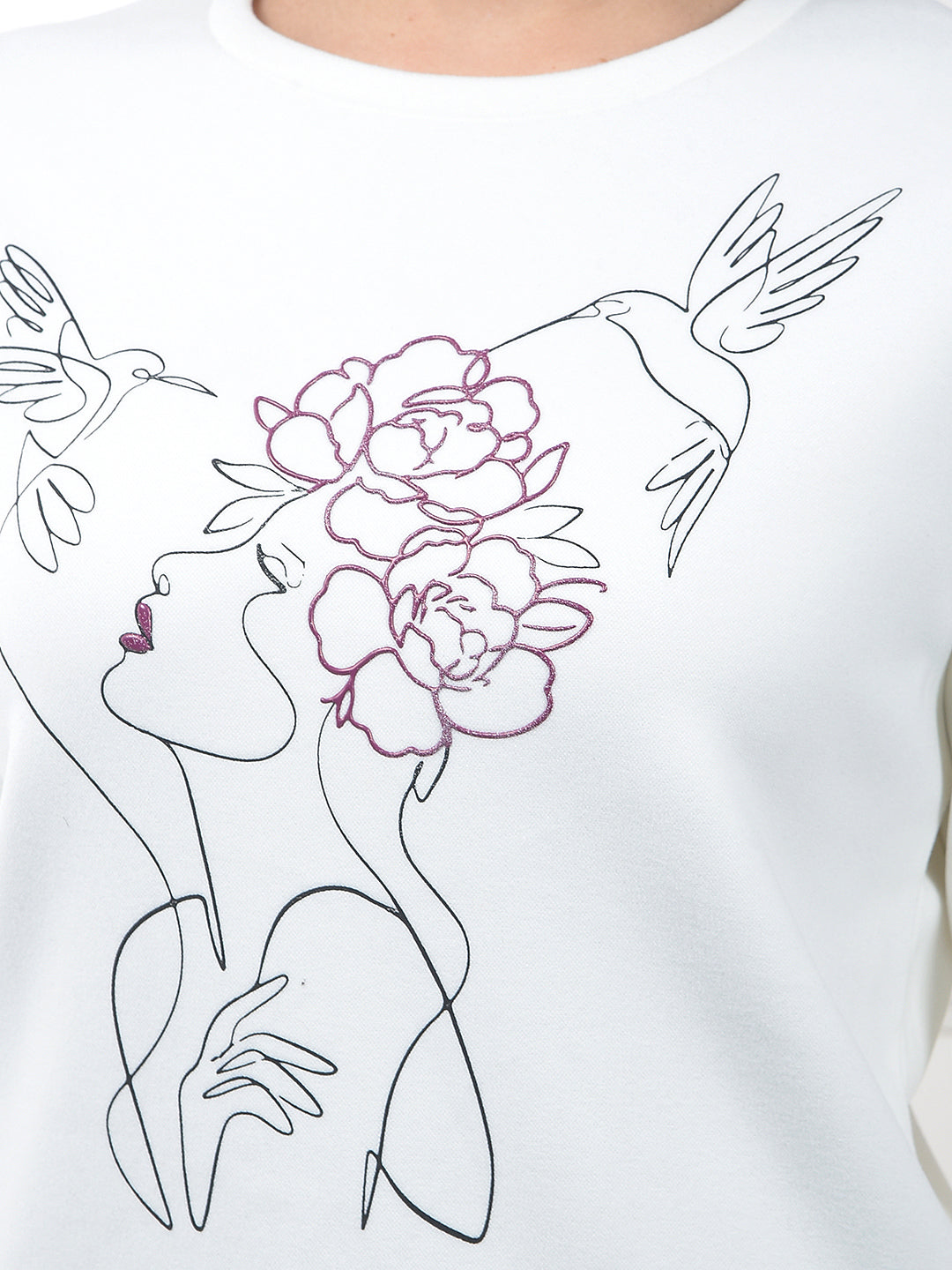 White Graphic Print Sweatshirt