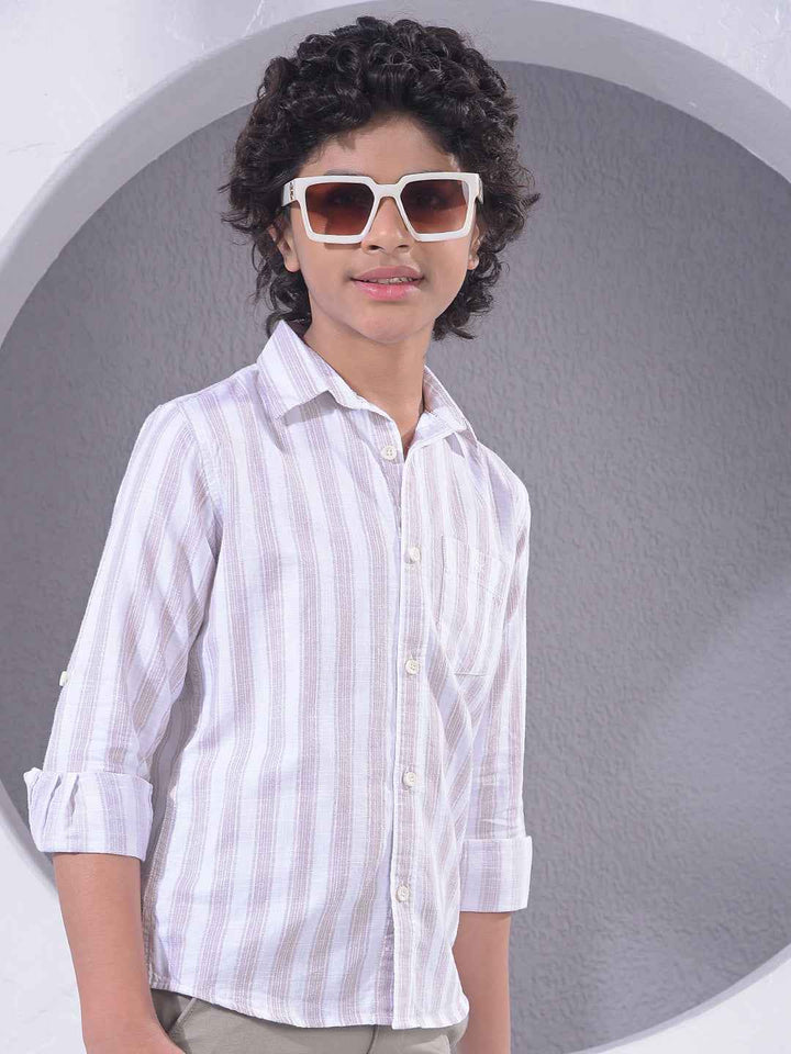 Purple Vertical Stripes 100% Cotton Shirt