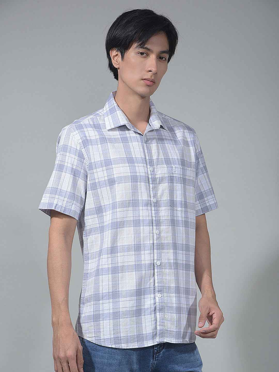 Purple Checked 100% Cotton Shirt