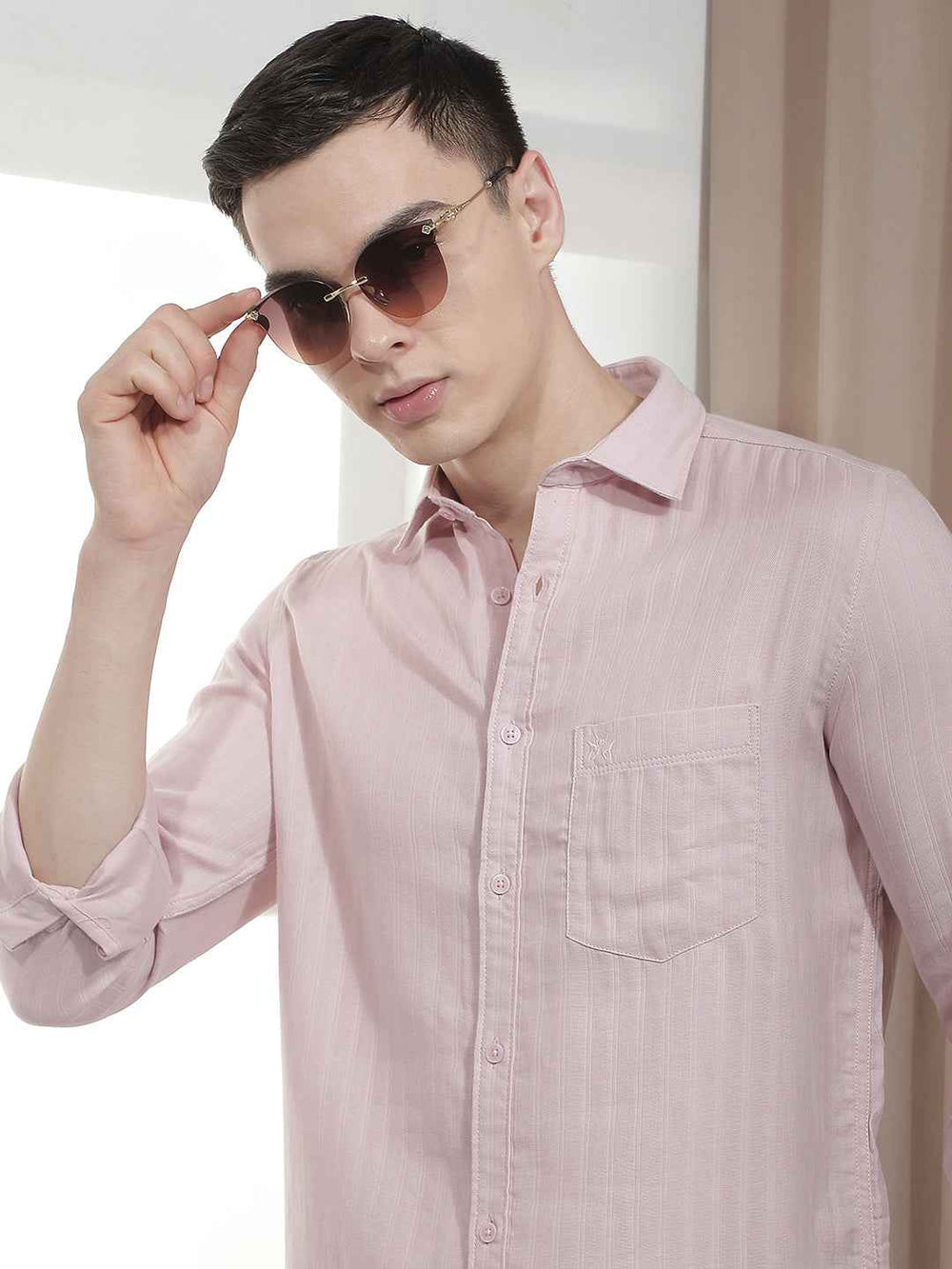Pink Vertical Stripes Shirt