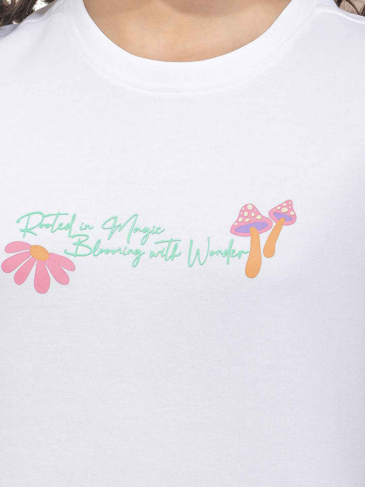 White Typographic Print T-Shirt