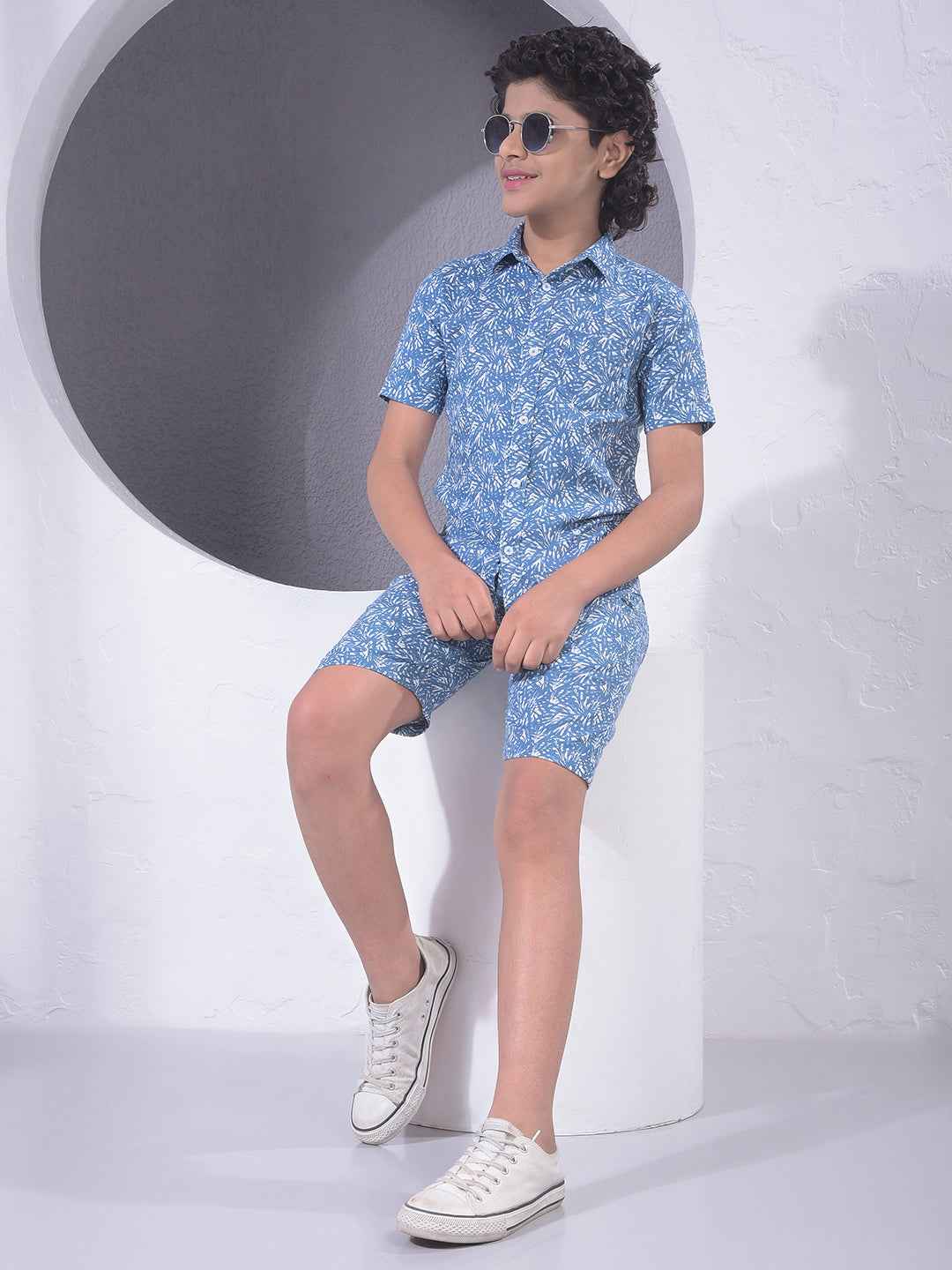 Blue Printed 100% Cotton Shirt