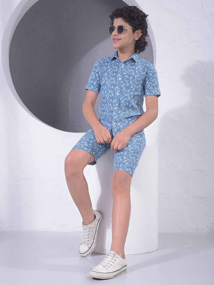 Blue Printed 100% Cotton Shirt