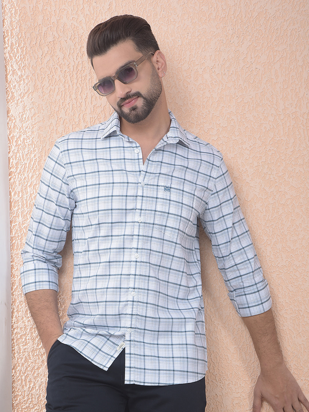 Blue Checked 100% Cotton Shirt