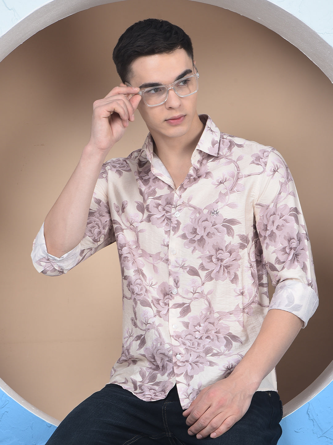 Purple Floral Print Shirt