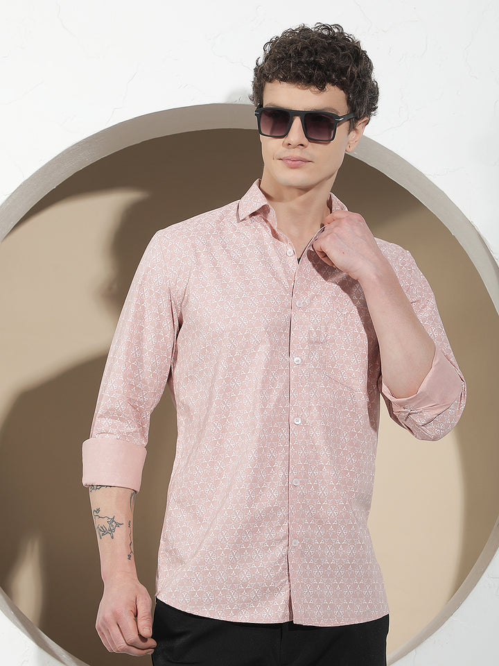 Signature Soft Peach Printed Shirt