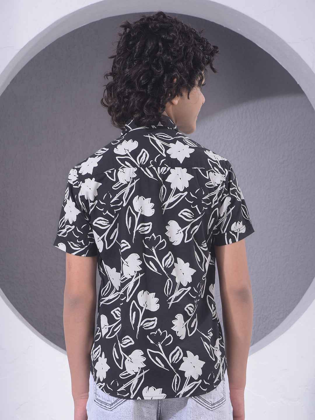 Black Floral Print Shirt