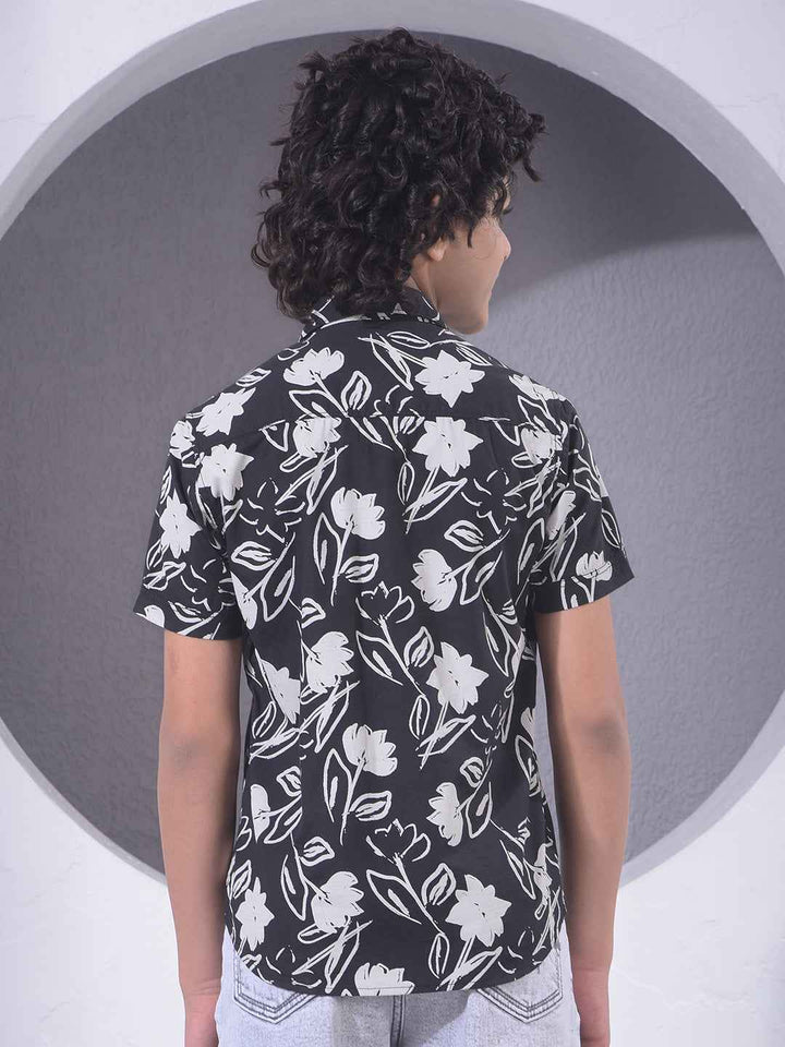 Black Floral Print Shirt