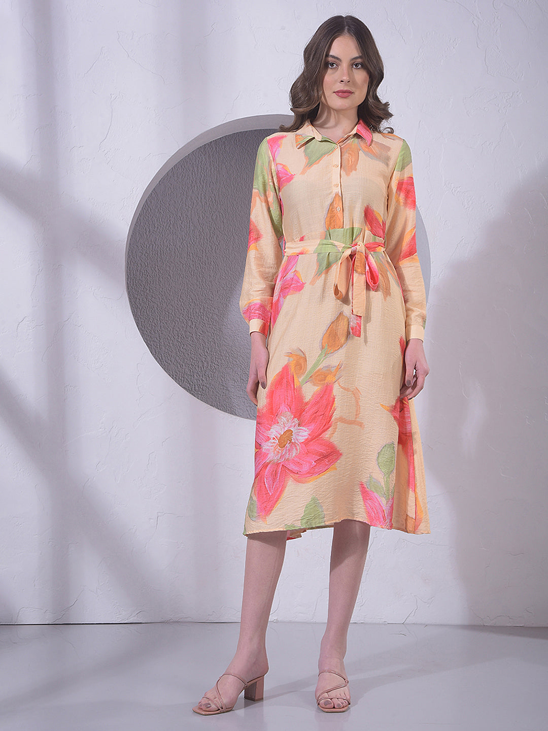 Multi-Color Floral Print Midi Dress