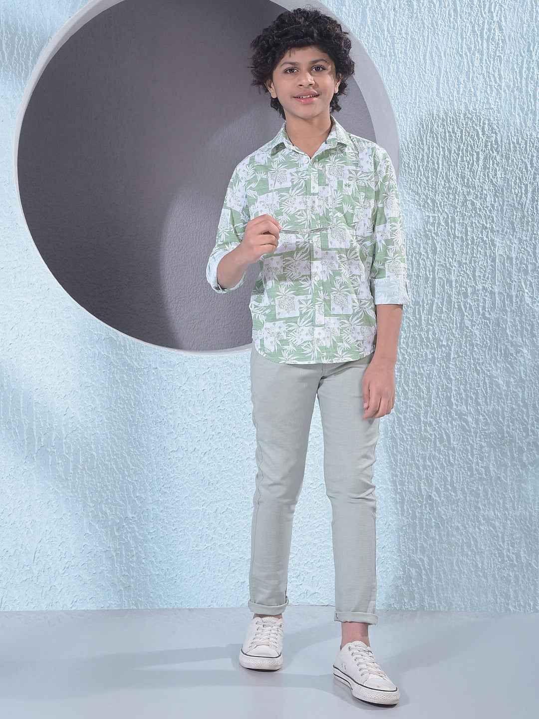 Green Floral Print Shirt