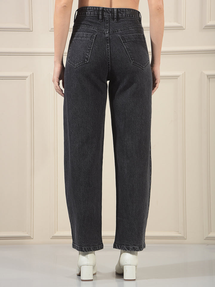 Black 100% cotton Barrel Jeans