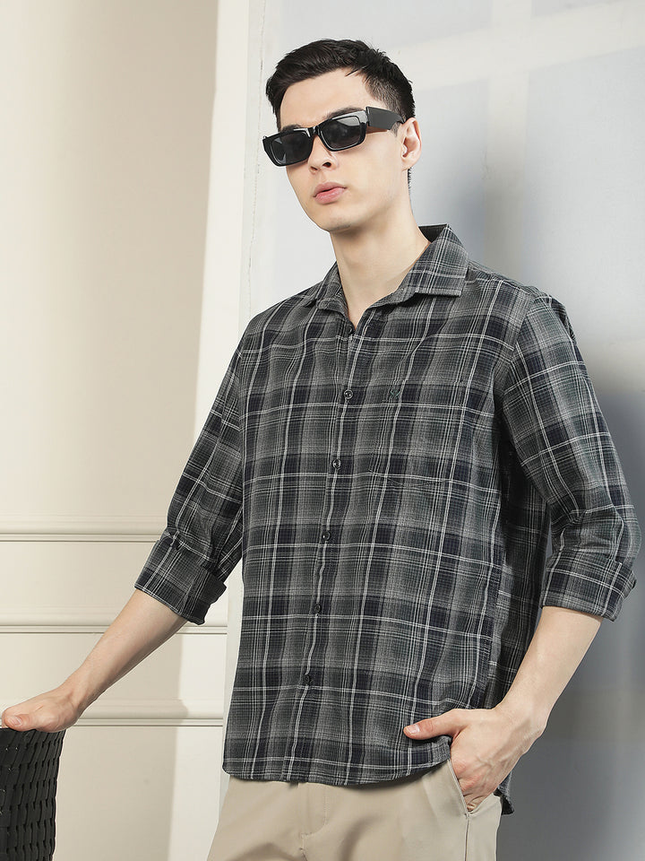 Fern Green 100% Cotton Checked Shirt