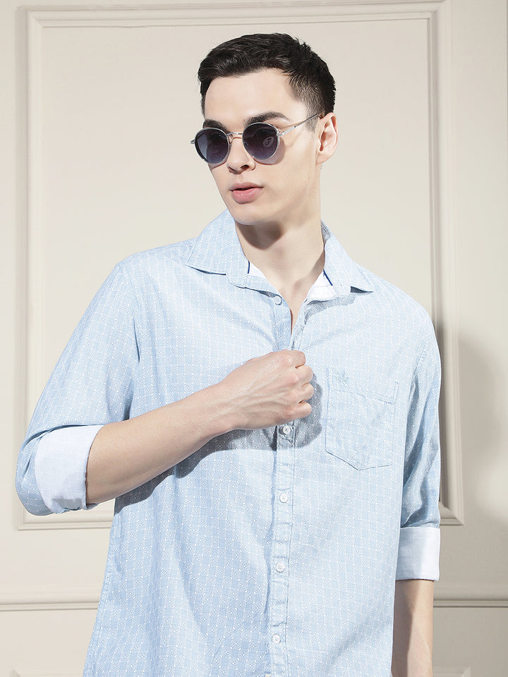 Tailored Coastal Blue Printed Shirt