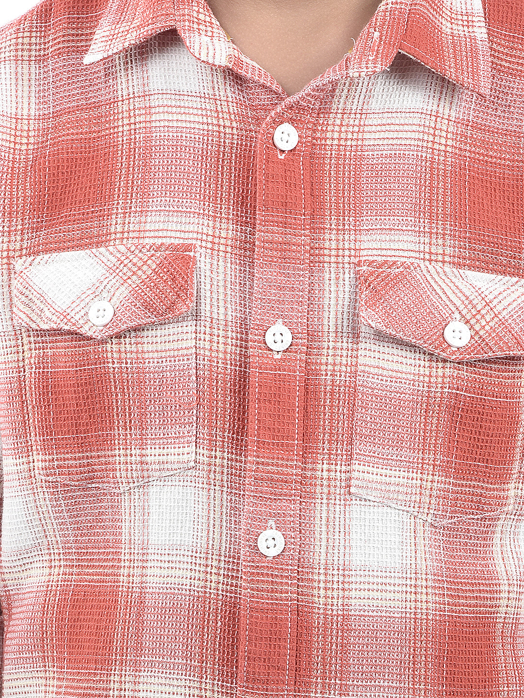 Red Checked 100% Cotton Knitted Shirt