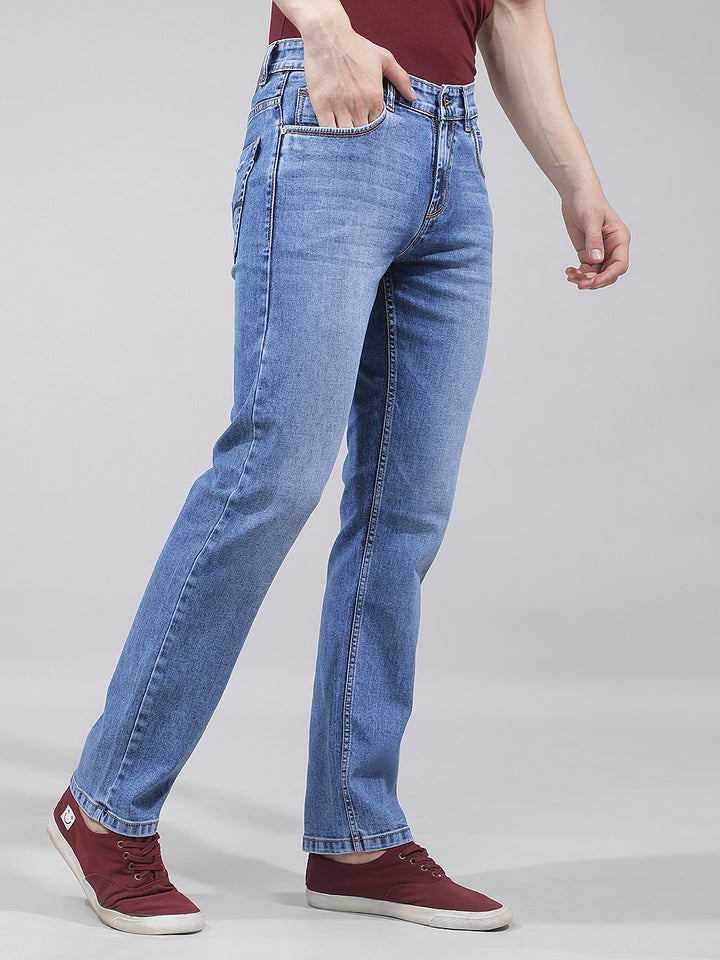 Structured Coastal Blue Straight Jeans