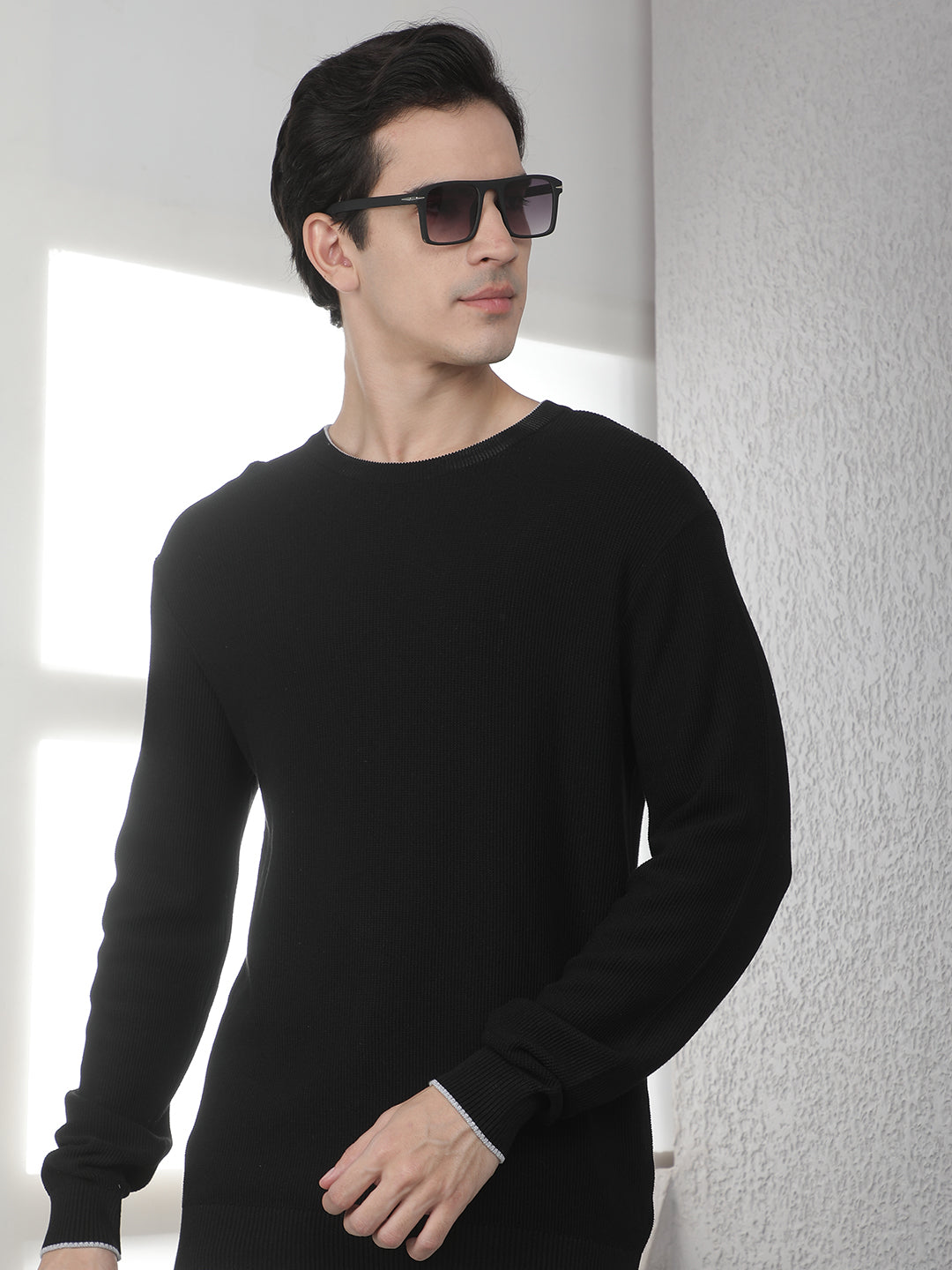Black Oversized Round Neck Sweater