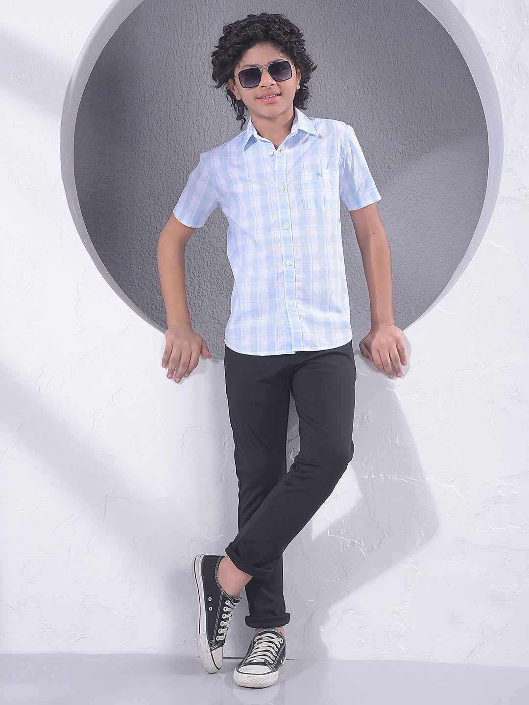 Blue Checked 100% Cotton Shirt