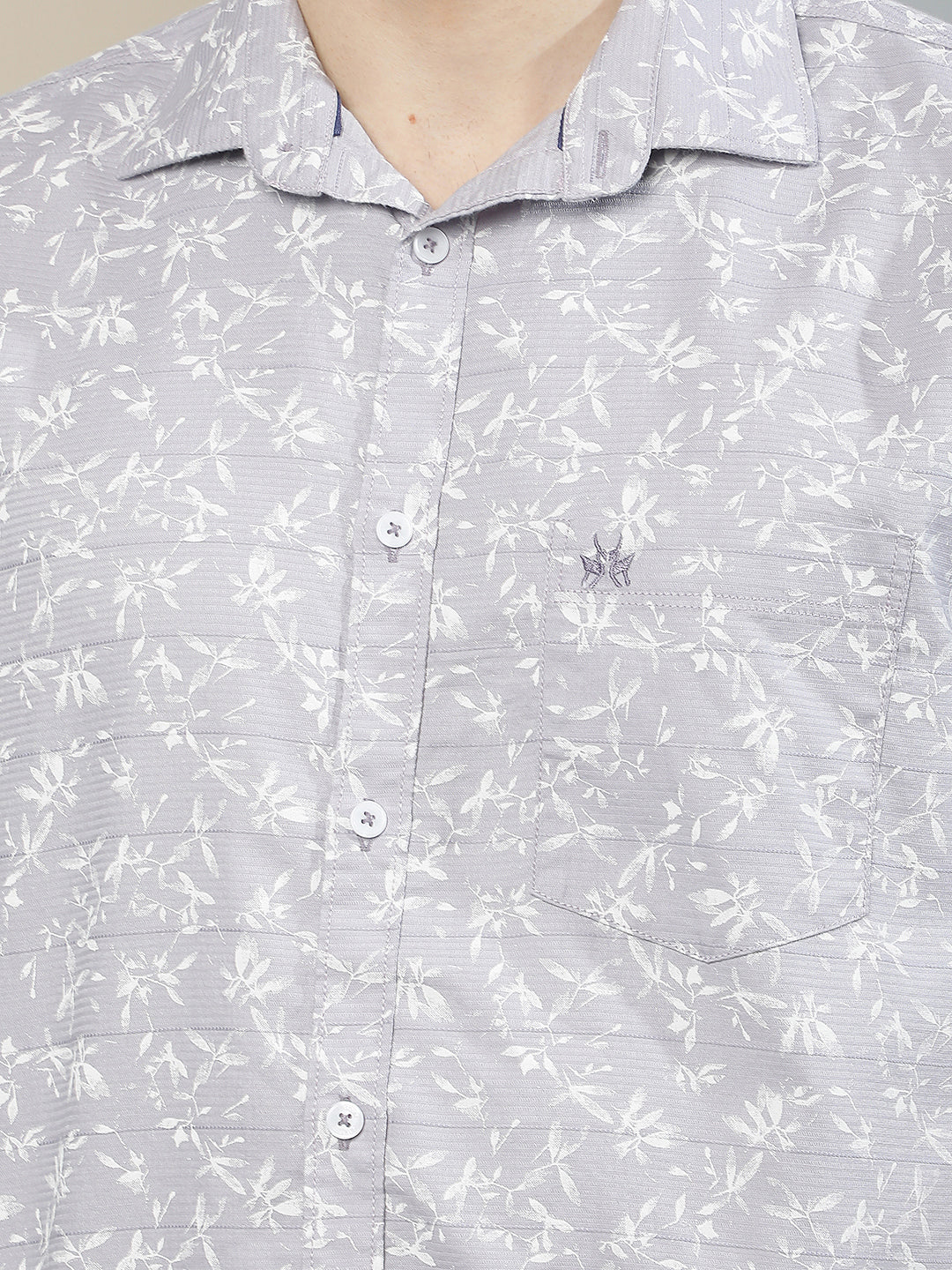 Purple Floral Print 100% Cotton Shirt