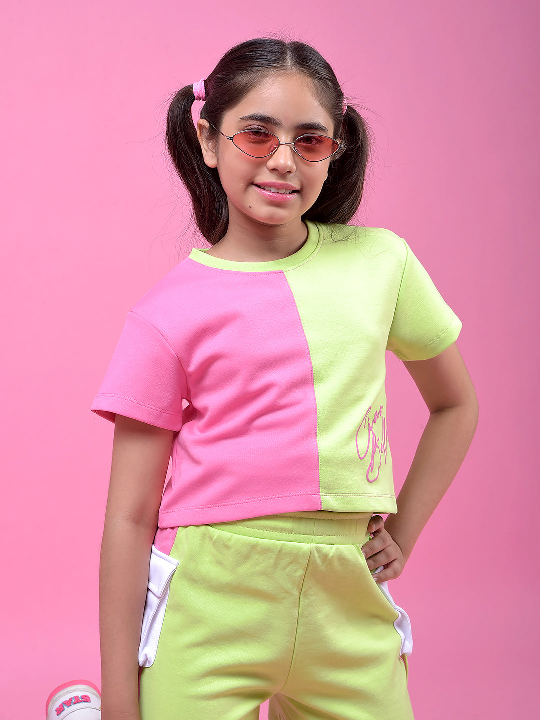 Green Color-Blocked T-Shirt