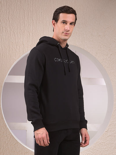 Black Embellished Hooded Neck Sweatshirt