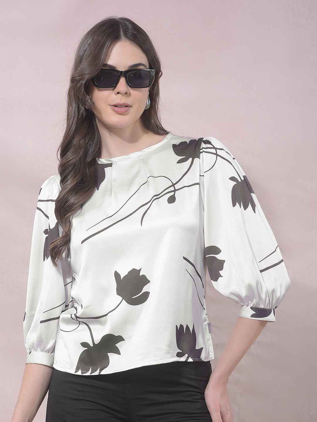 PurePetals White Floral Top