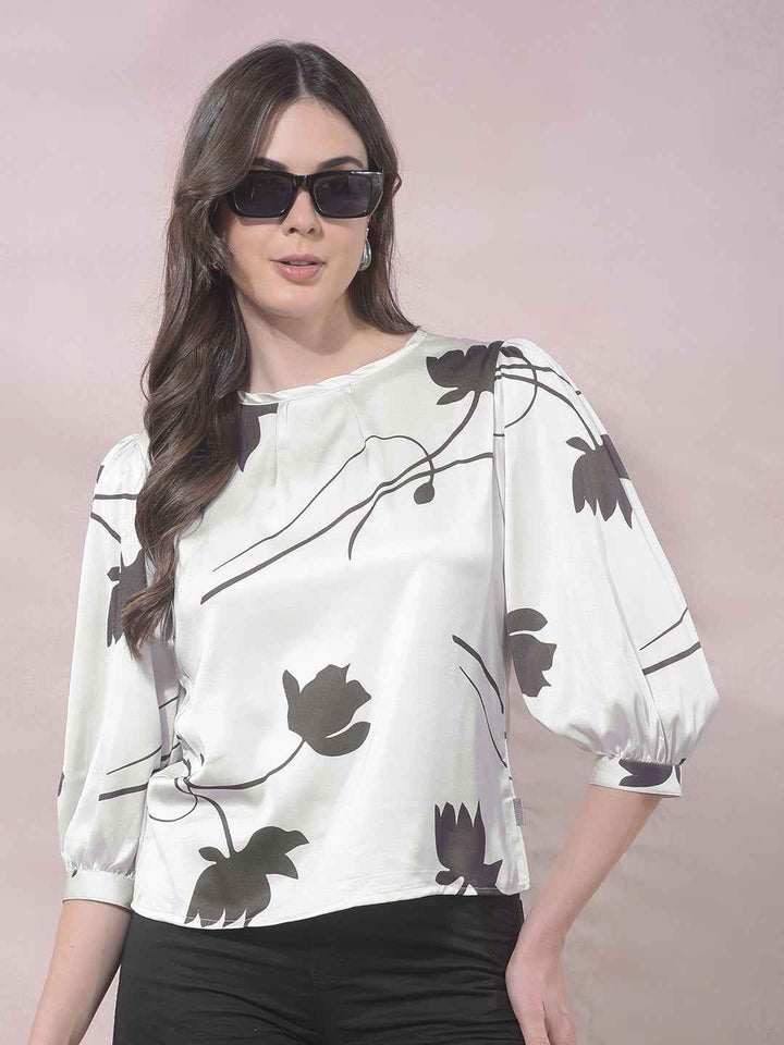 PurePetals White Floral Top