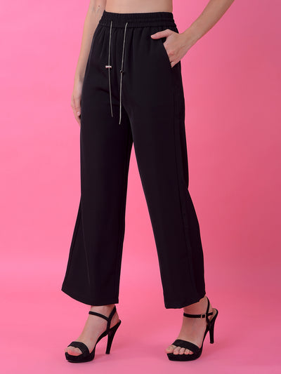 Black Wide-Leg Parallel Trousers