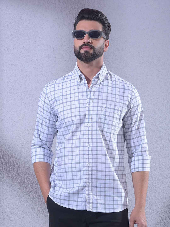 Grey Checked 100% Cotton Shirt