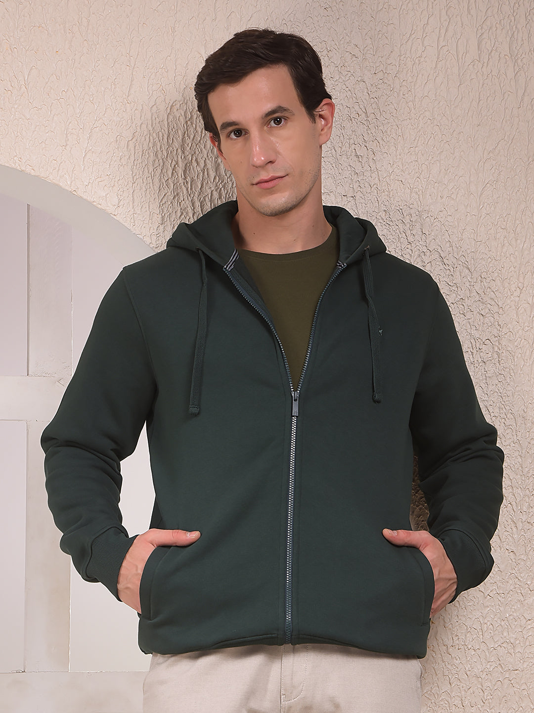 Green Hooded Neck Sweatshirt