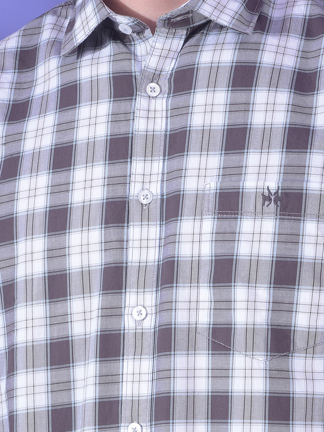 Brown Checked 100% Cotton Shirt