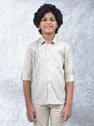 Grey Floral Print 100% Cotton Shirt