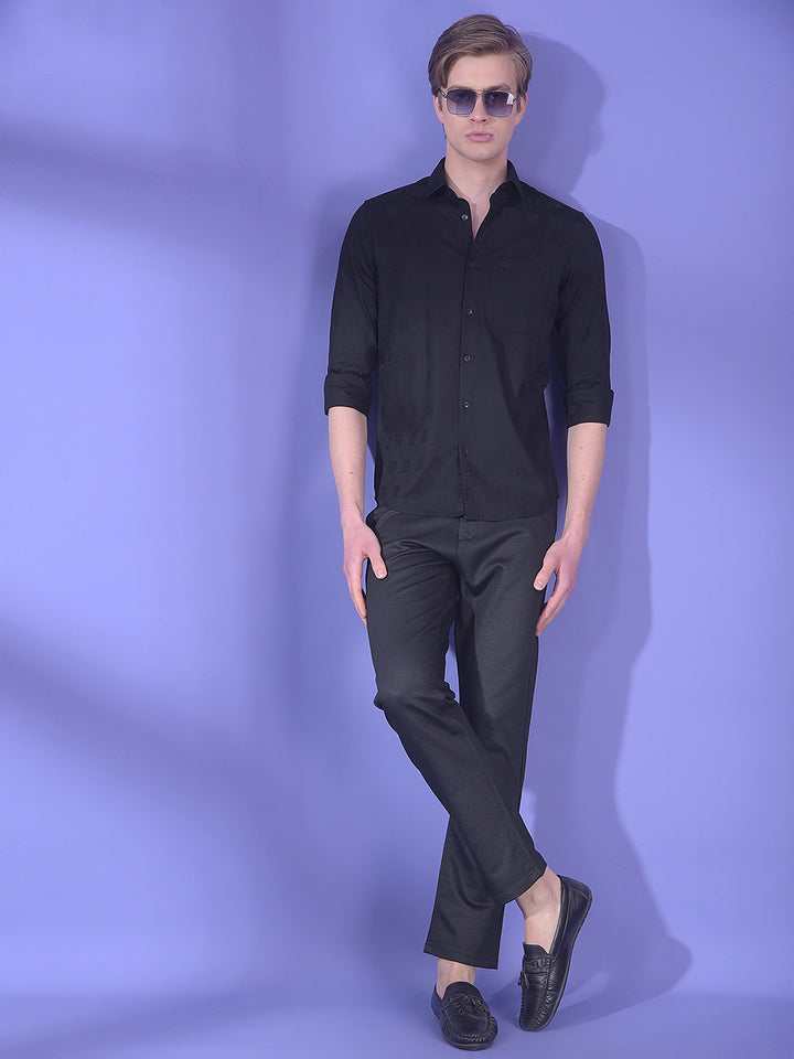 Black Jacquard 100% Cotton Shirt