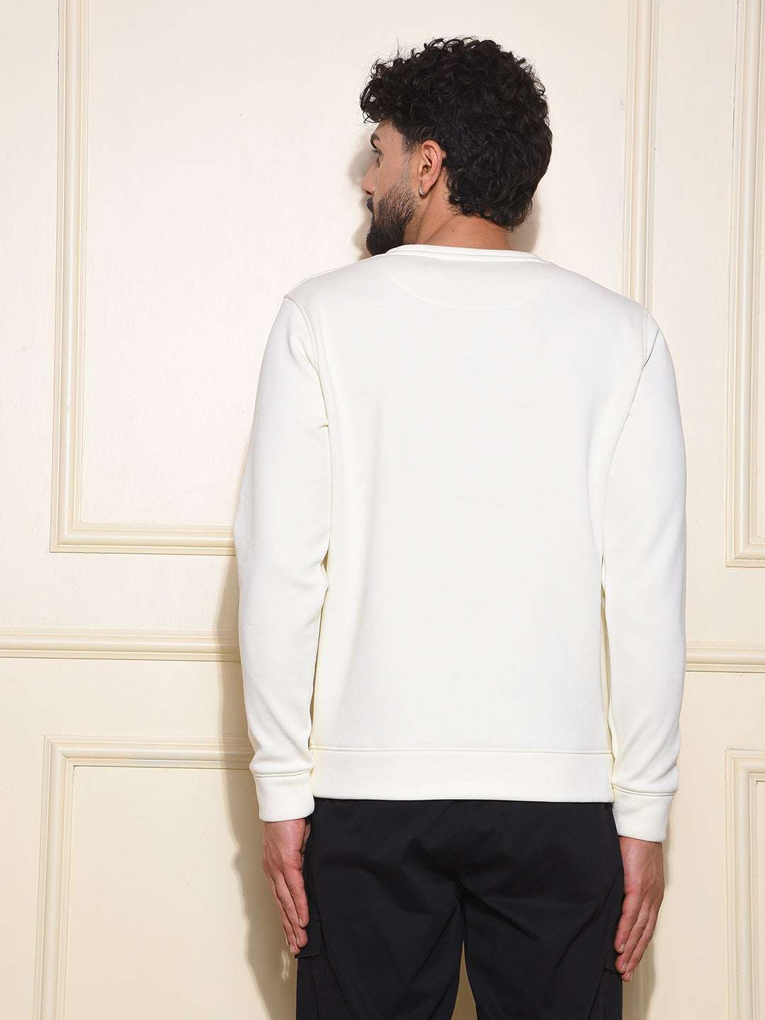 Beige Typographic Print Sweatshirt