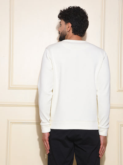 Beige Typographic Print Sweatshirt