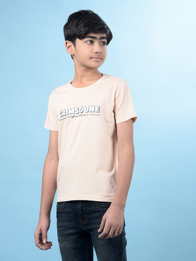 Peach Typographic Print T-Shirt