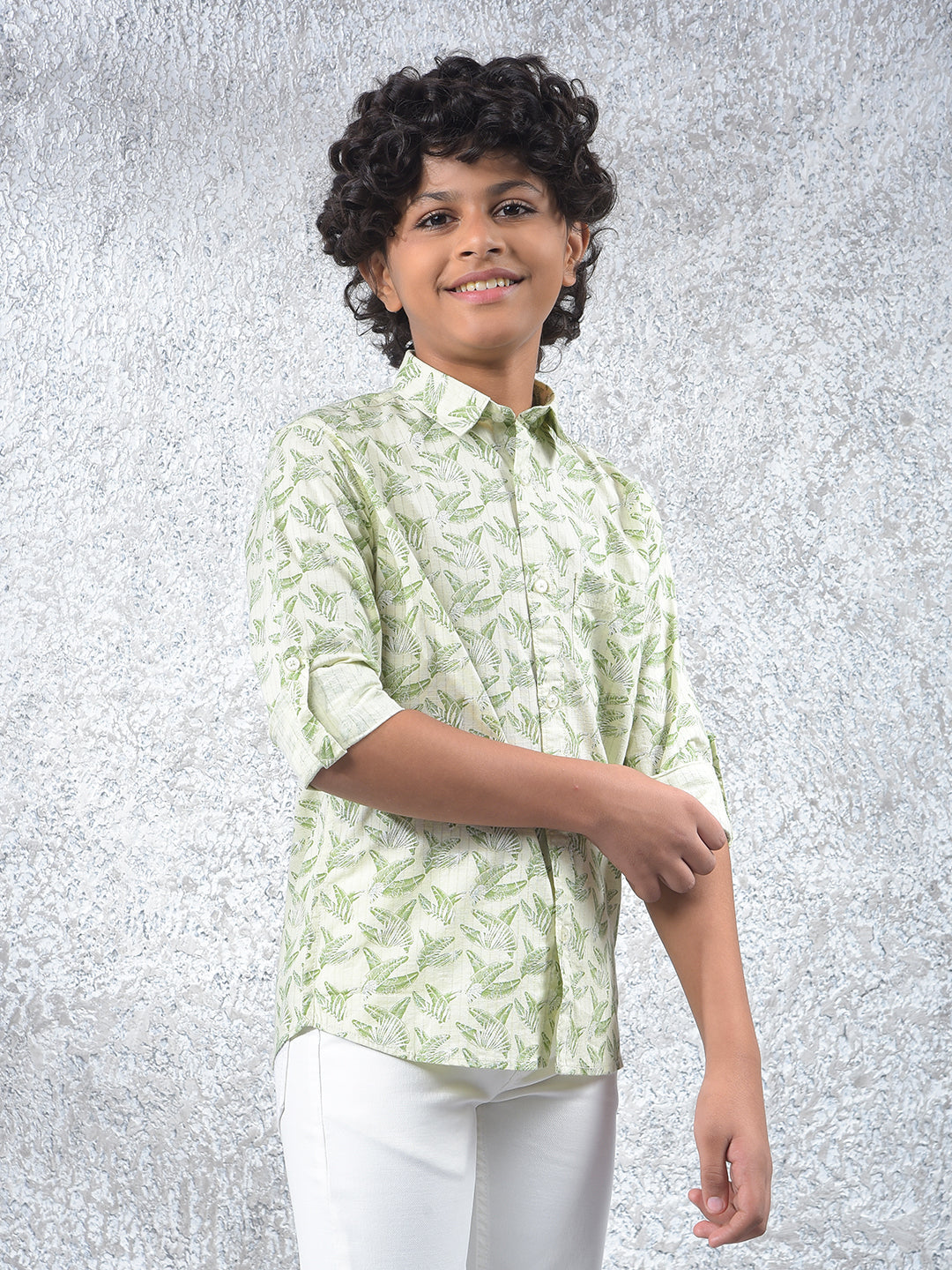 All-Day Comfort Green Floral Print Shirt